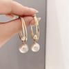 Vintage Luxe Koreaanse Mode Parel Oorbellen Voor Vrouwen Goudkleur Hoop Hangende Drop Oorbellen Nieuw 2021 Bruiloft Sieraden Cadeau