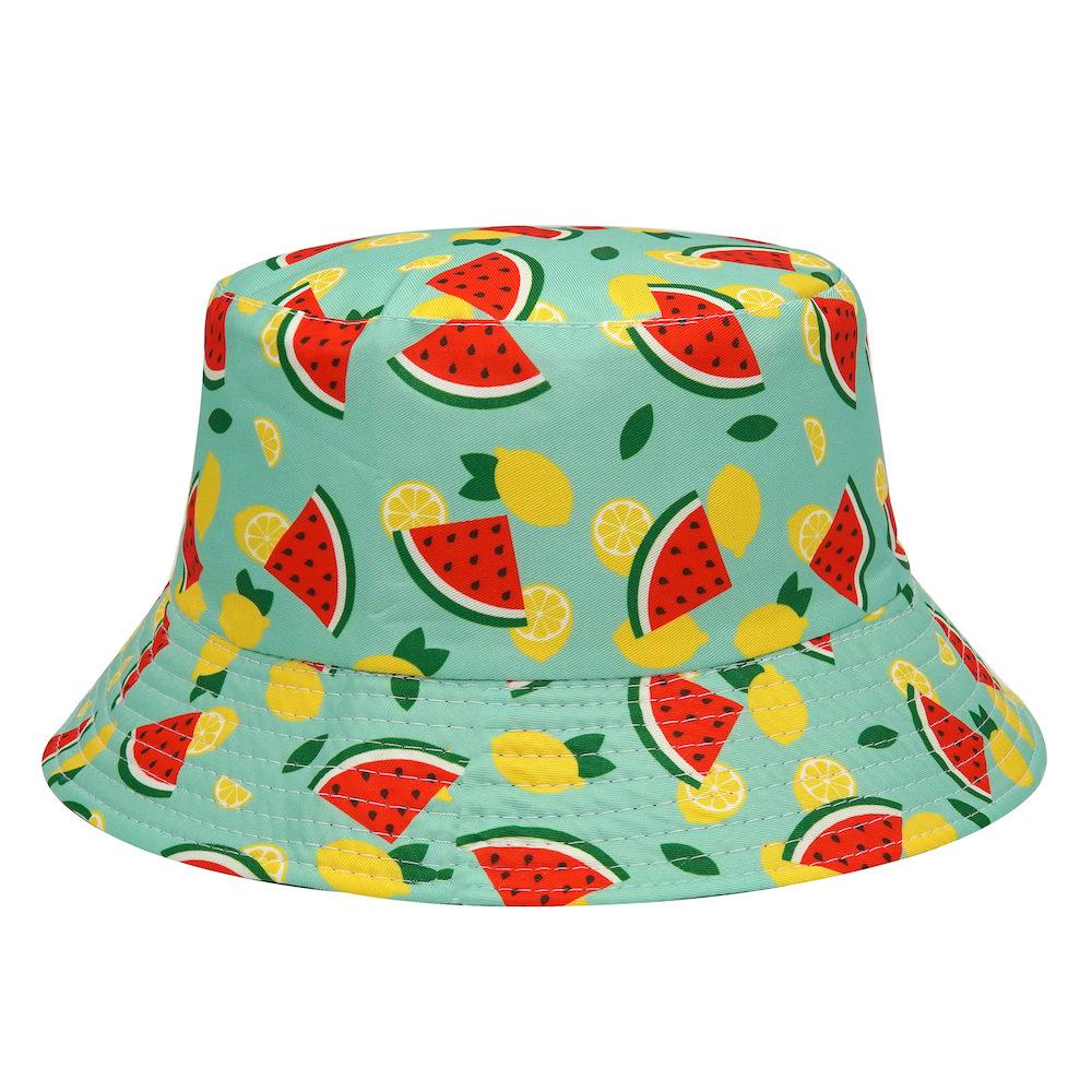 XUANCUI Herstellung Sommer Outdoor Freizeitkappe Allover Print Erdbeerfrucht Fischerhut