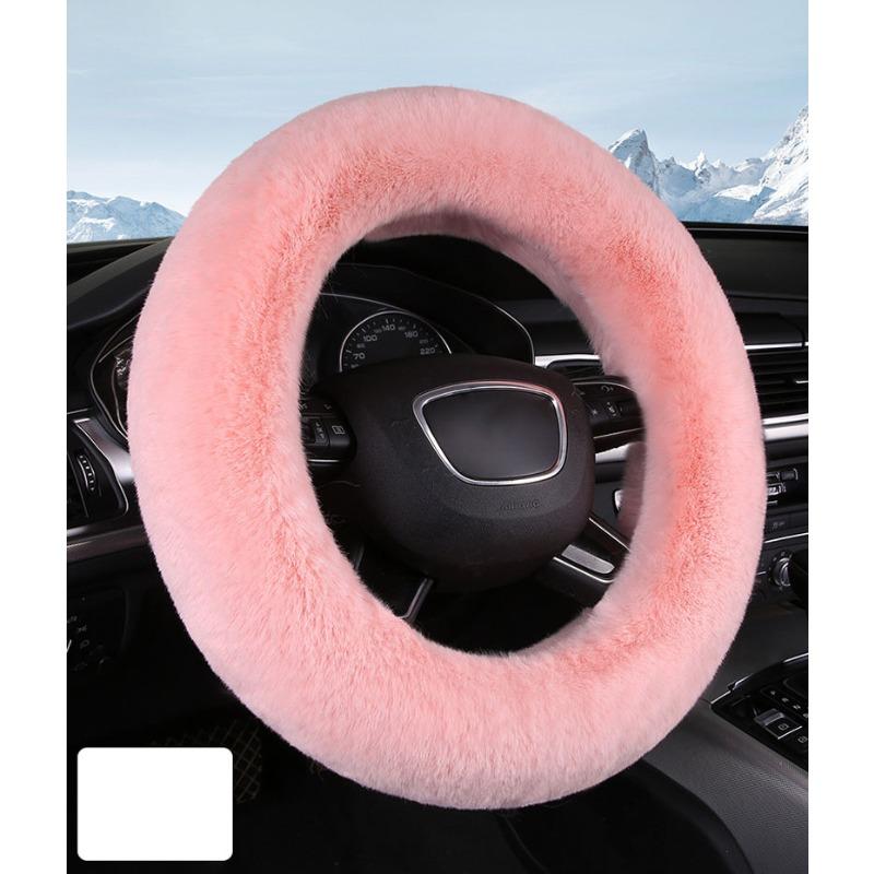 Long Wool Fuzzy Steering Wheel Cover, Anti-Slip 15 Inch Fluffy Steering Wheel Cover with a Plush Feel, Eco-Friendly Steering Wheel Cover