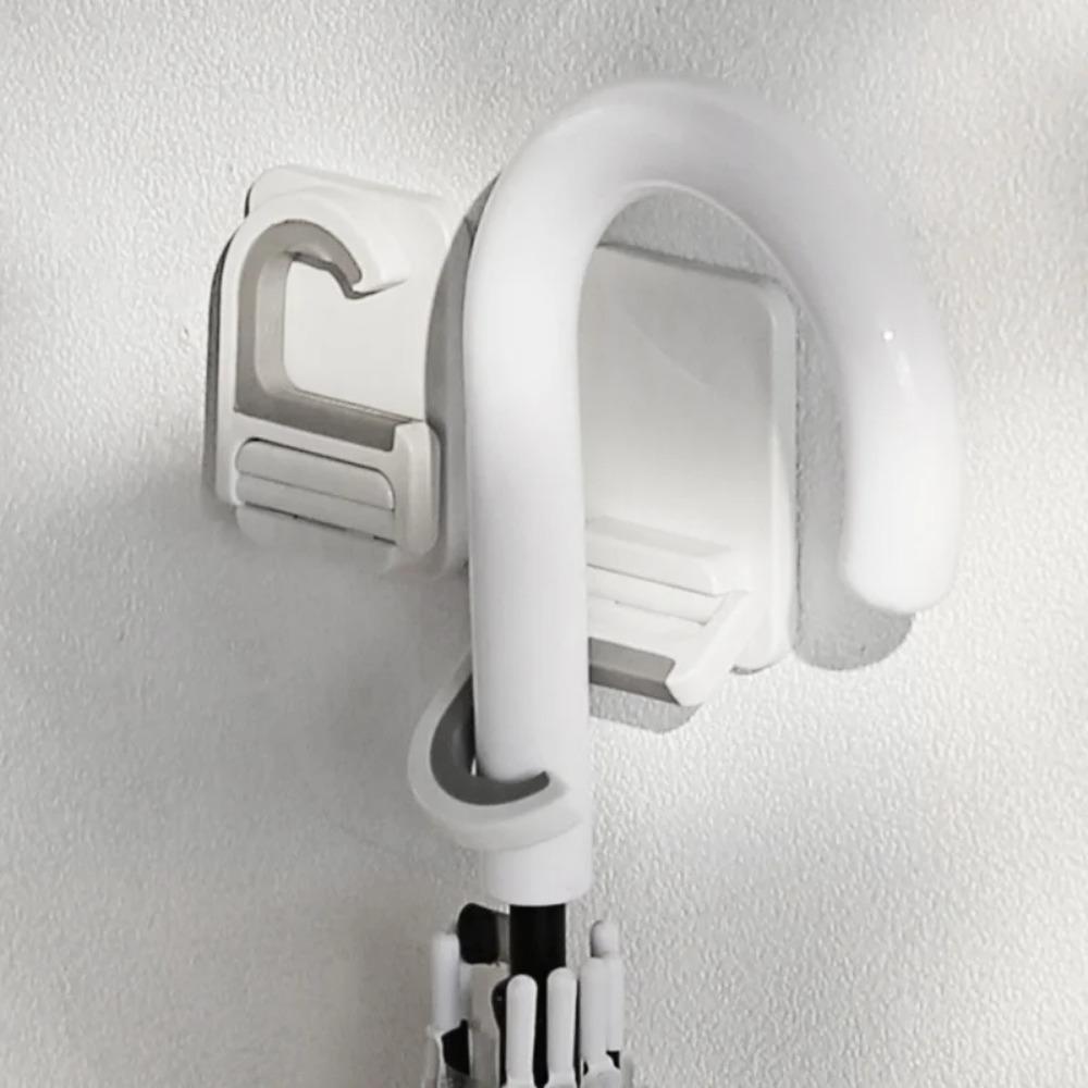 Mop Holder Wall Mount Broom Mop Hanger Punch-Free Self-Adhesive Umbrella Mop Clip Organizer Storage Rack Bathroom Accessories