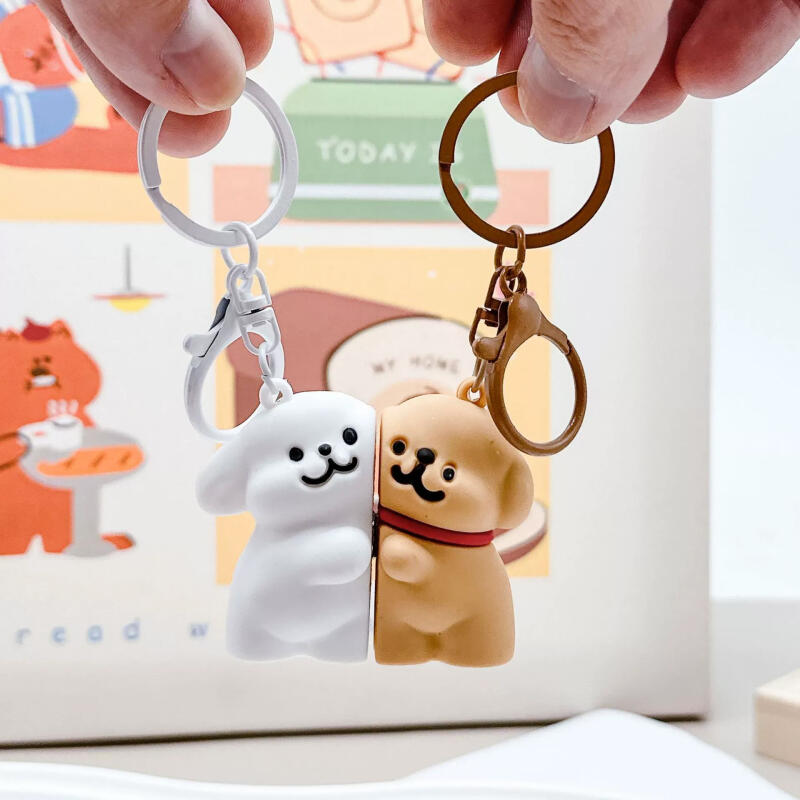 Paar Bär Welpe Magnet Schlüsselanhänger Tasche Anhänger Baguette Freundschaft