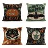 Leinenmischung Kissenbezüge 45x45cm Vintage Halloween Angsthasen Kürbisse Heimdeko Kissenbezug Quadratische Kissenbezüge