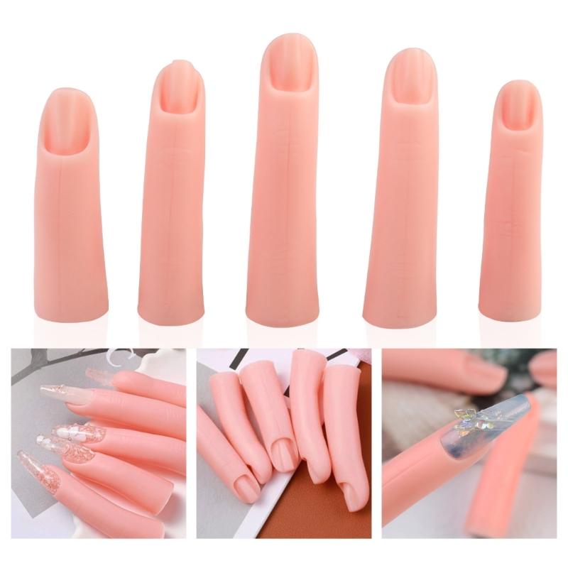 Falska Fingrar med Magnet Övningsmanikyrer Falska Fingrar Silikon Övningsfingrar Nageltillbehör för Nagelfantaster