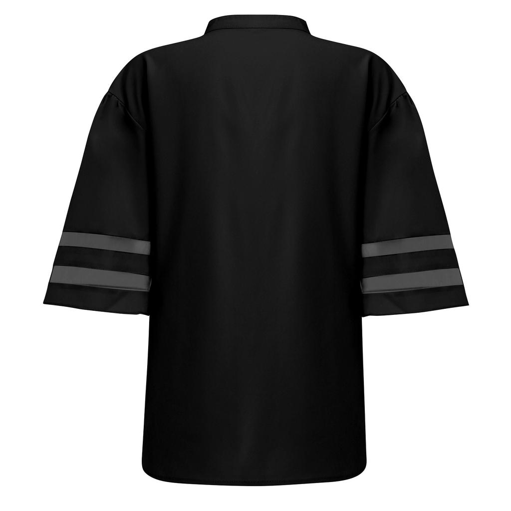 Women's Casual Loose Fit Mid Sleeve Top with Zipper Front and Mesh Panel Sleeve Splice Design Lightweight Blouse for Everyday Wear