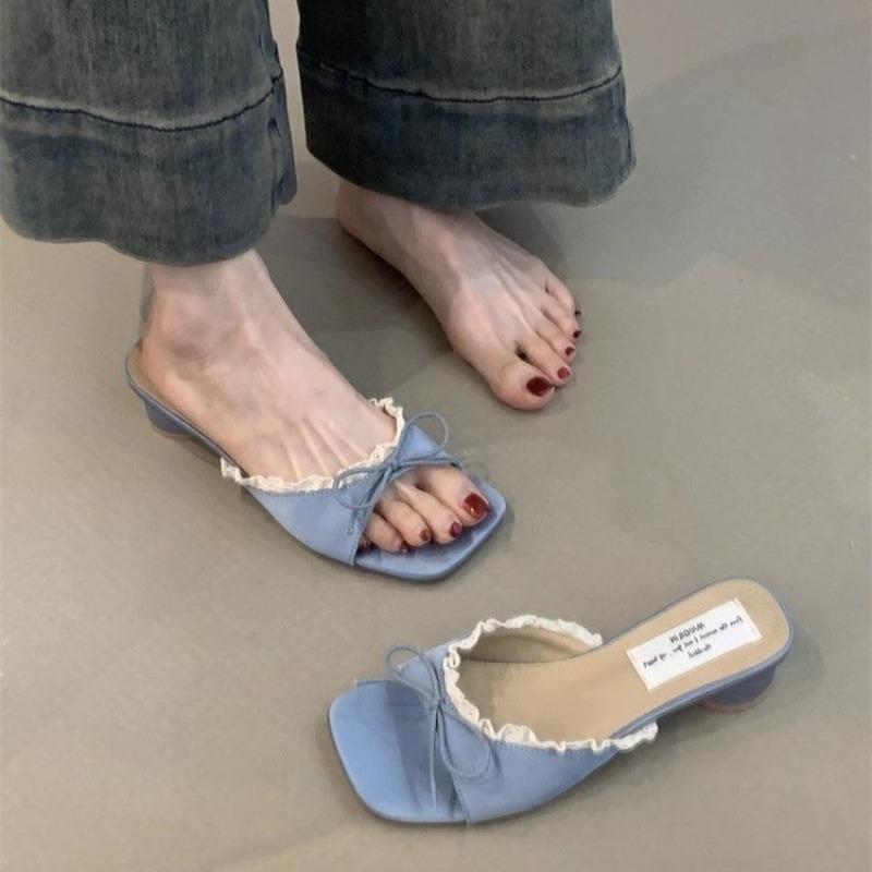 Sommer Neue Beliebte Niedriger Absatz Damen Hausschuhe Prägnant Offene Zehen Partykleid Pantoletten Damen Outdoor Streetstyle Sandalen Zapatos Mujer