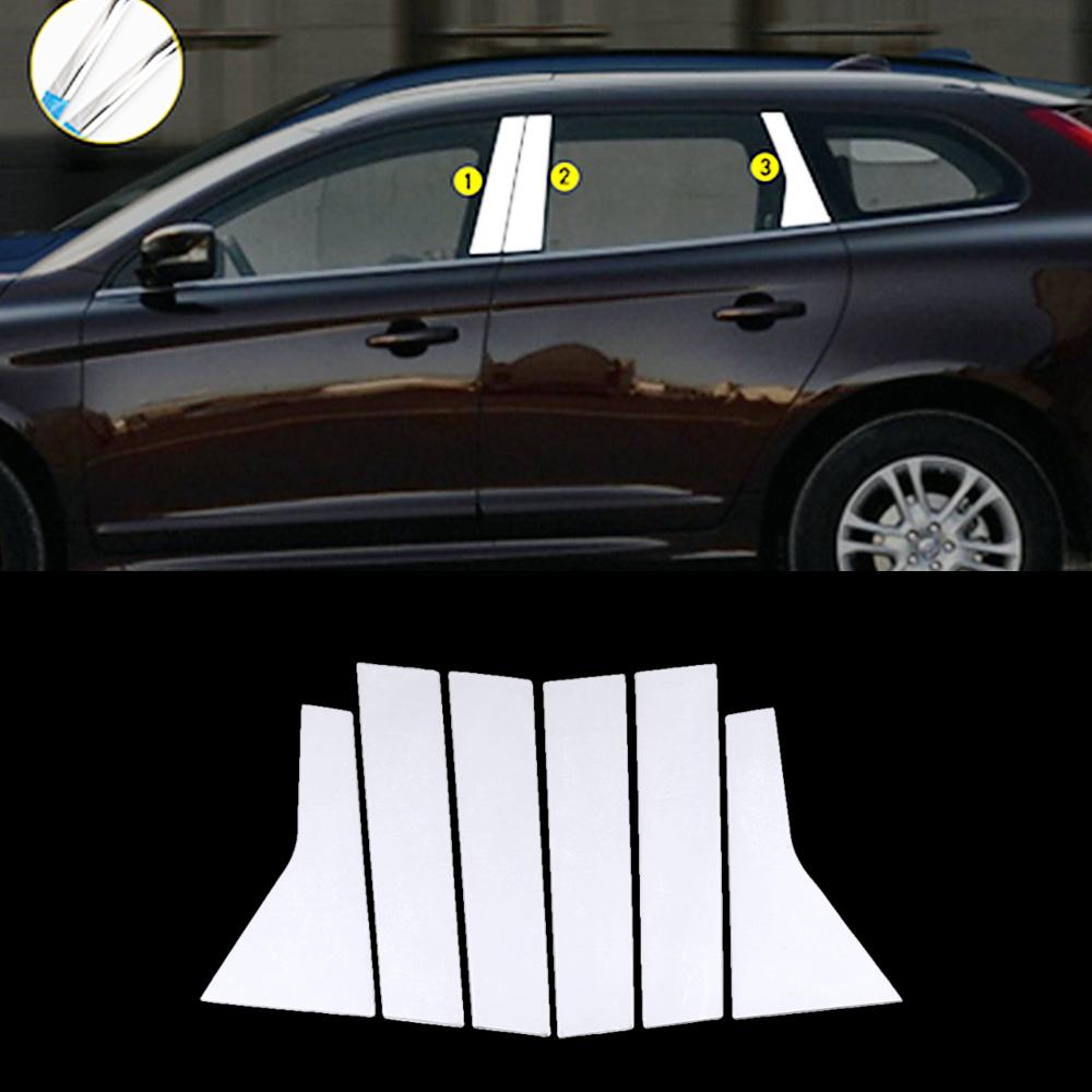 For Volvo XC60 AU 2008-2017 Chrome Window B C Pillar Strip Cover Trim Stainless Steel Car Center Pillars