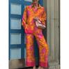 Spring New Loose Retro Print Pajamas Set Women's Pajamas Pajamas 2 Pieces Long Sleeve Plus Size Pajamas Sportswear