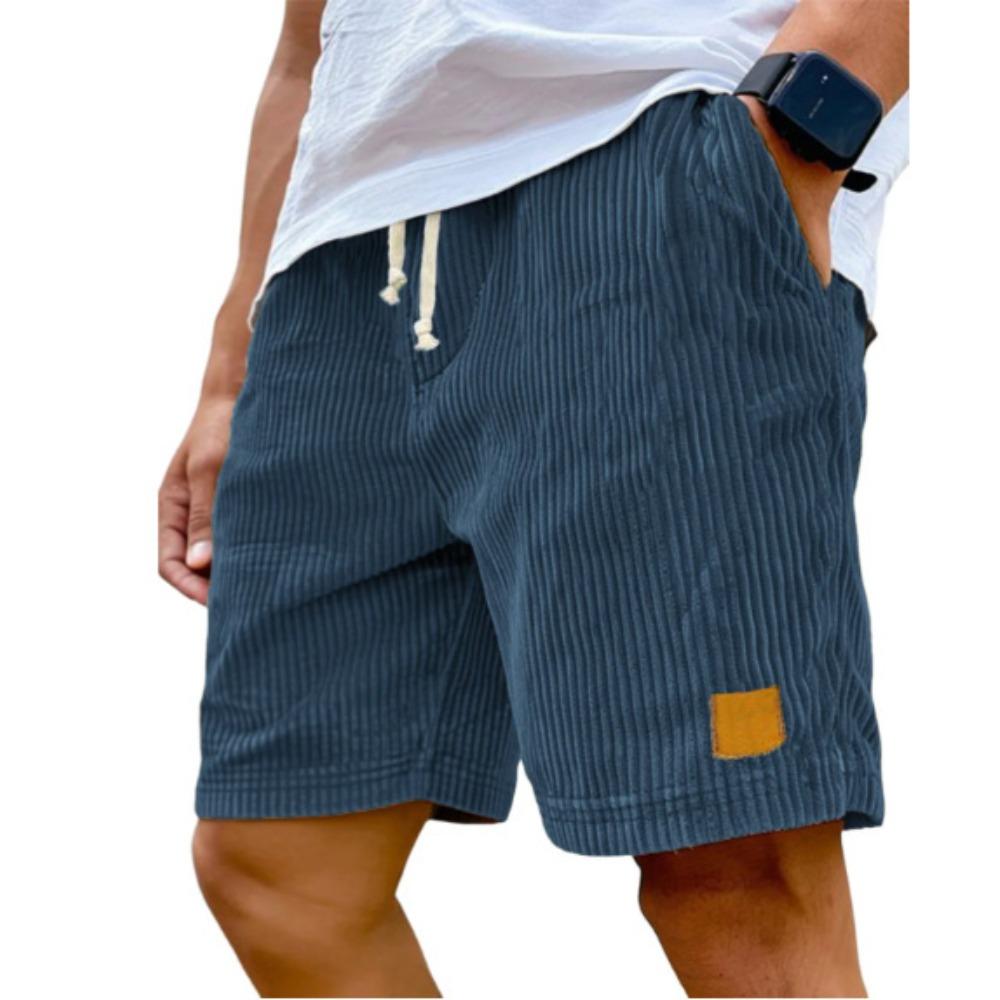 Herren Vintage Logo Bestickt Cord Kordelzug Locker Lässig Mode Shorts Weich Atmungsaktiv Täglich Outdoor Hosen