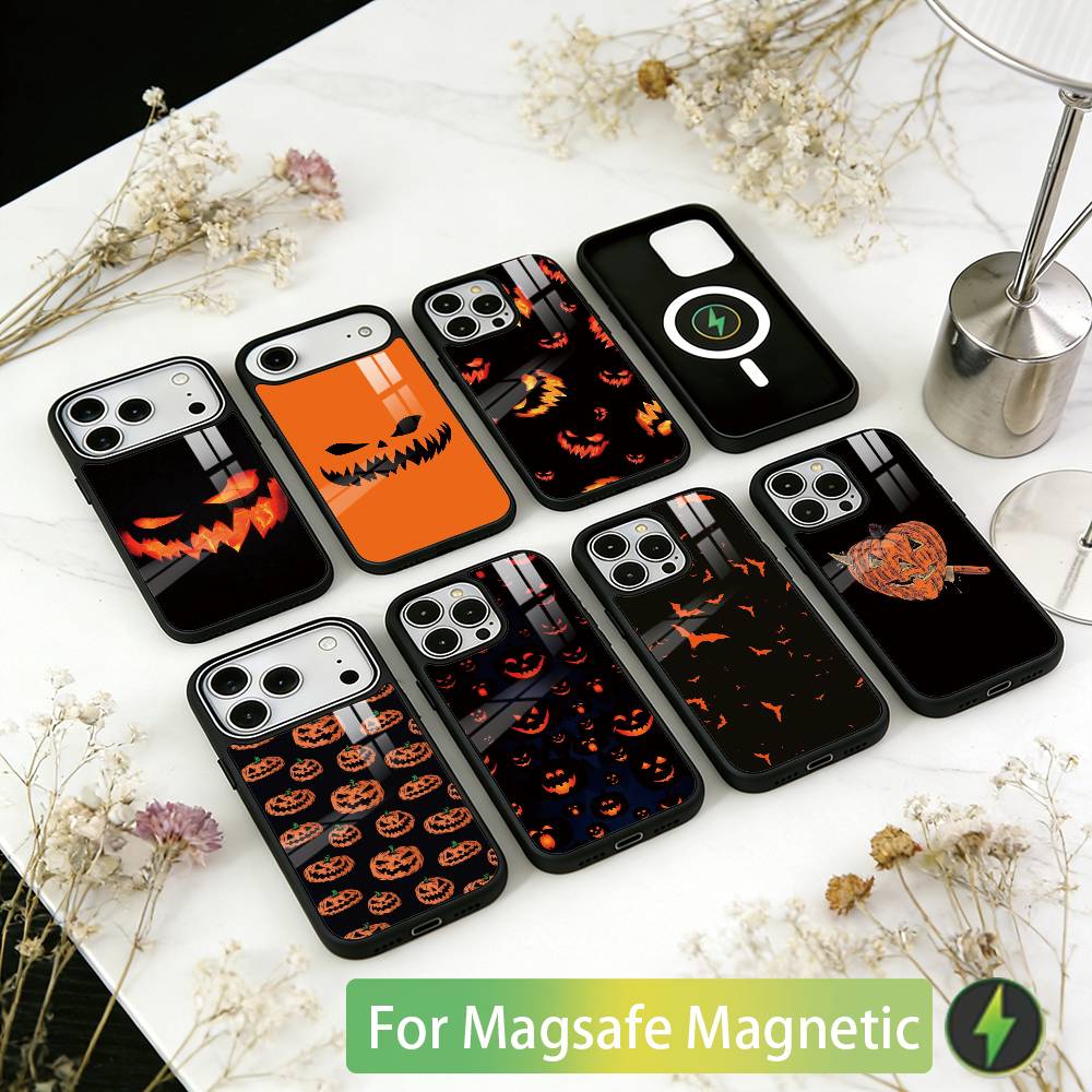 Halloween Pumpkin Head Phone Case For iPhone17,16,15,14,13,12,11 Plus,Pro Magnetic with Magsafe Wireless Charging