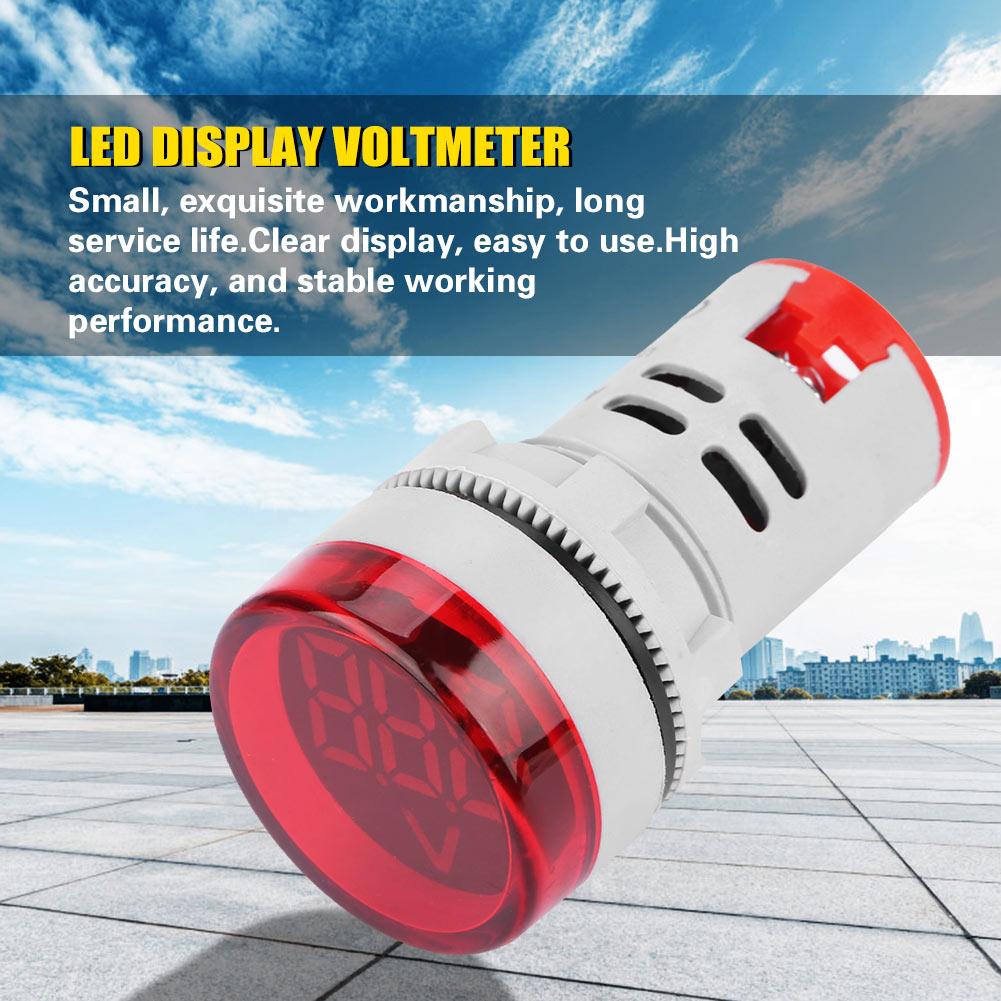 Round LED Signal Light Lamp AC Digital Display Voltmeter Indicator (red)