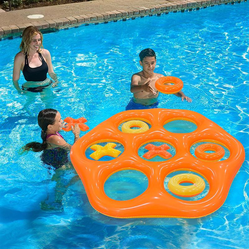 Summer Pool New Hexagonal Inflatable Pvc Pool Ring Toss Game Throwing Interactive Toy For Summer Water Competitive Play