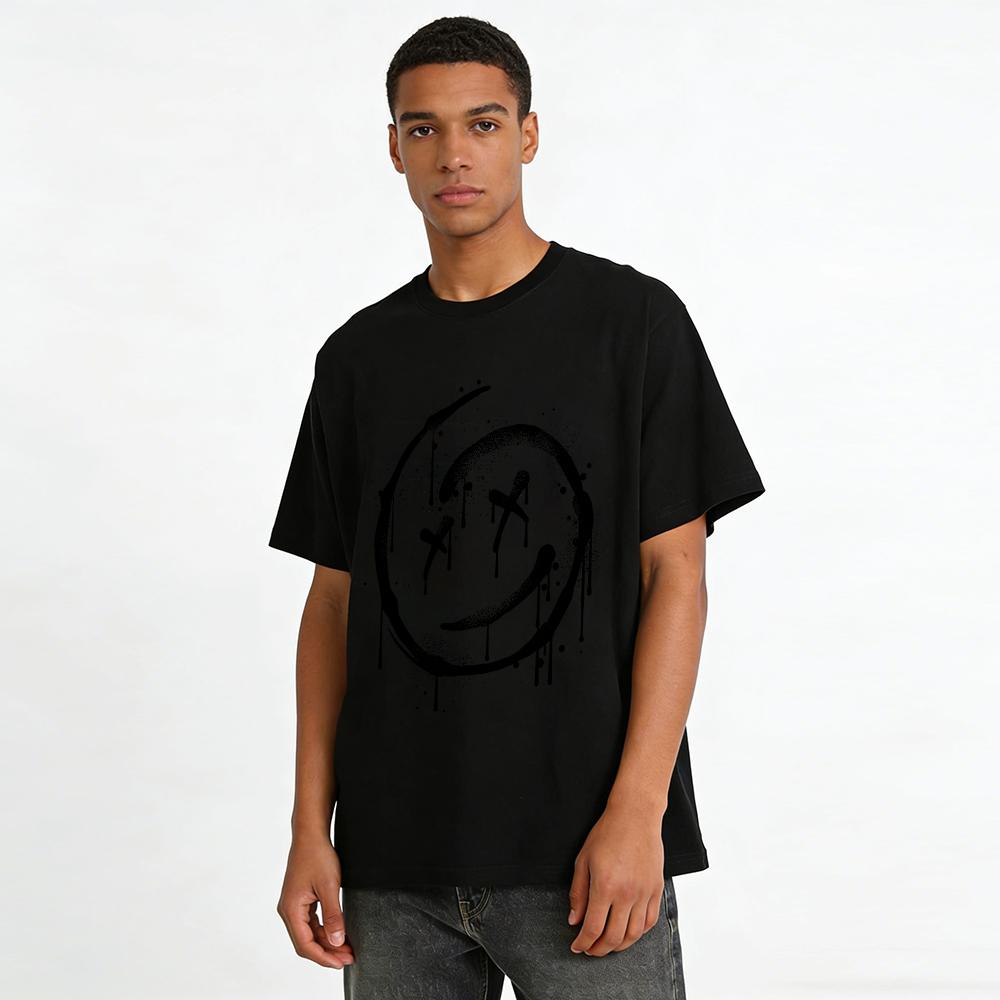 Graffiti X Eyes Smiley Face Print Casual Unisex T-Shirt Pure Cotton T-shirt