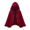 Fairy Hooded Cloak Renaissance Medieval Cosplay Costume Adults Velvet Wizard Witch Cape for Halloween Christmas Cosplay Party