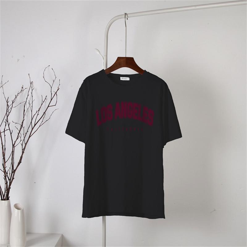 Shellsuning 2023 Summer Short Sleeve Letter Printed Tees Trendy High Street T Shirts Female Casual Loose Cotton Basic Women Tops