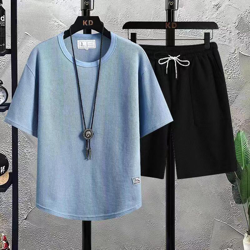 Heren Zomer Sets Casual T-shirt+Shorts Set Heren Sportpak Effen Kleur Trainingspak Losse Pakken