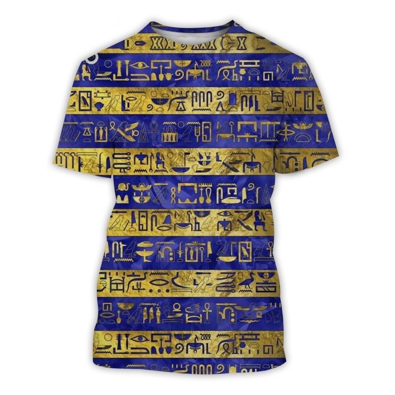Summer Round Neck 3D Ancient Egyptian Print Top Fashionable Casual Vintage Short Sleeved Men's T-shirts