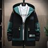 Men's Autumn Casual Hooded Jackets Patchwork Thin Coats Outwear Top Windbreaker Streetwear Clothing Plus Size