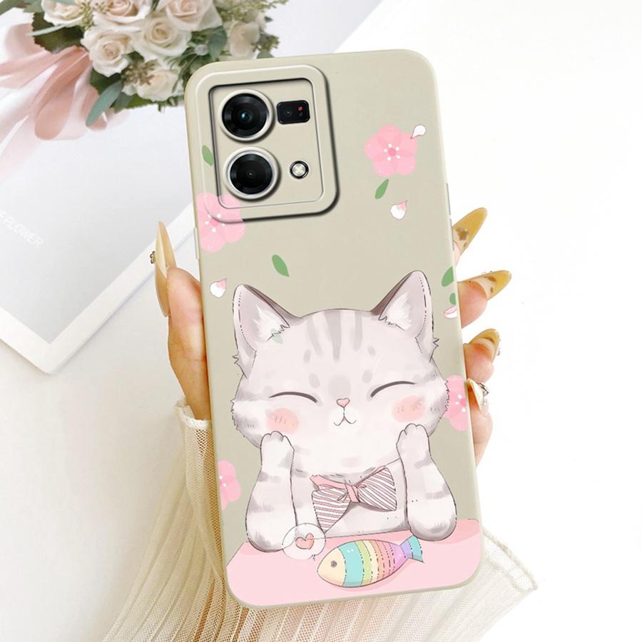For OPPO Reno7 Reno8 4G Case Len Proective Back Cover Flower Bow Soft Silicone Funda for OPPO F21 Pro Reno 7 4G Shockproof Capa