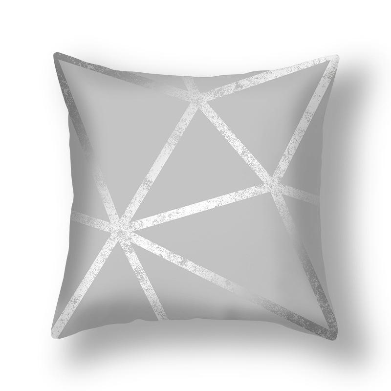 Office Gray Geometric Cushion Cover Car Bed Pillow Peach Skin Sofa Cover Pillow Cover Fabric