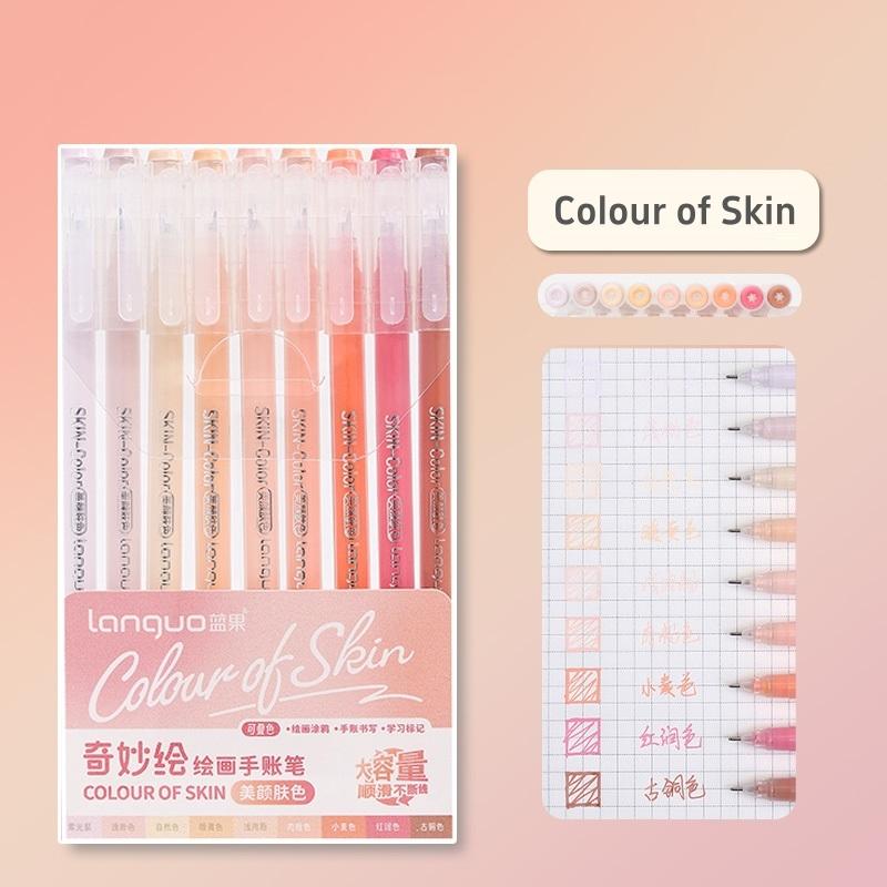 9 st Morandi Pens Set Multi Color Gel Ink Pens Retro Marker Liner 0,5 mm Kulspets För Journal Art