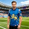 Men’s Football Print Polo Shirt Classic Short Sleeve Soccer Jersey Comfortable Fit Sportswear