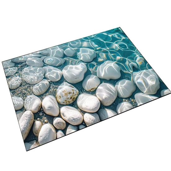 Floor Mat Anti-Slip Bathroom Mat with Rough Surface Rubber Dot Backing Soft Touch Diatom Mud Quick Drying Drainage Holes Bathroom Mat