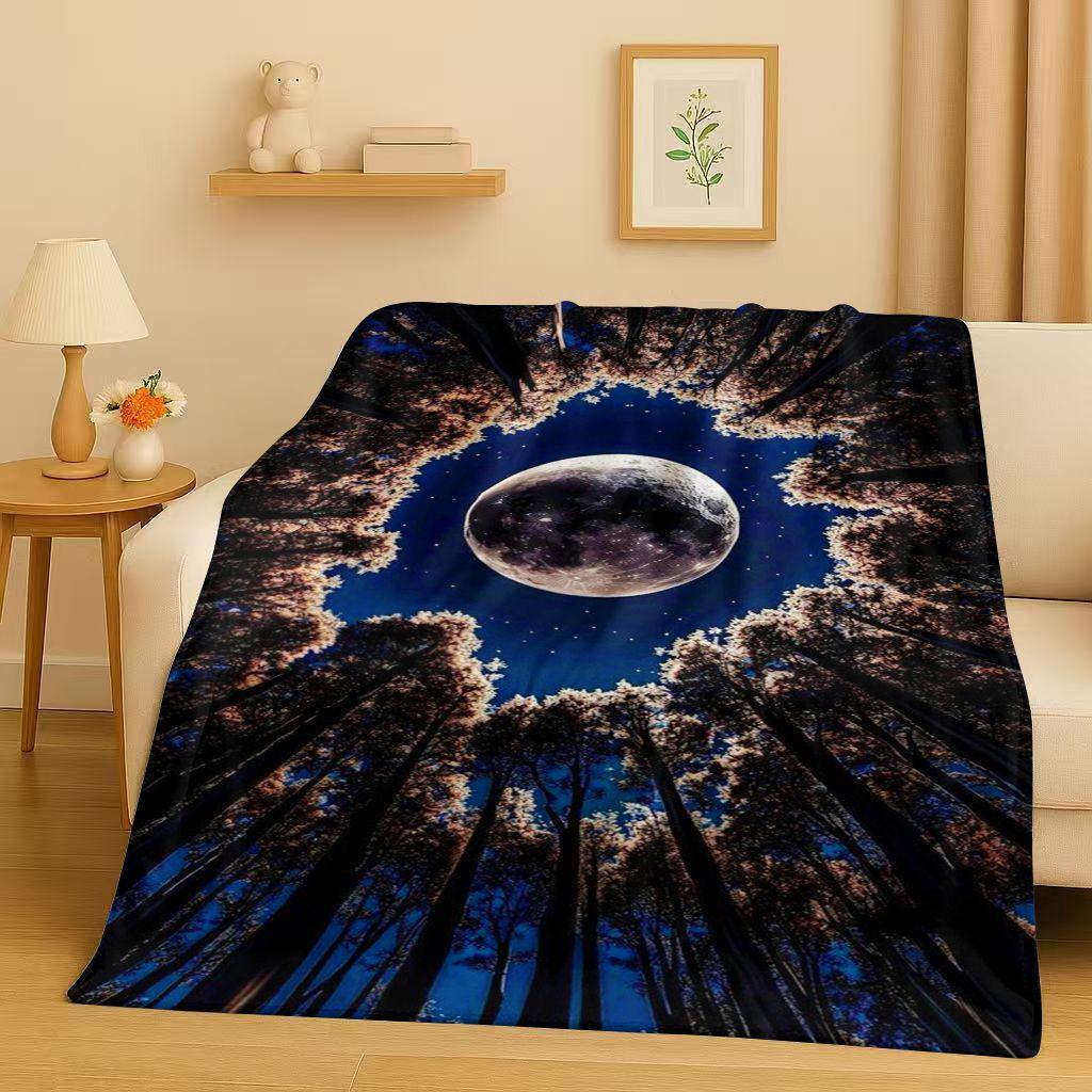 Mooie Natuurlijke Scenery Zee Lucht Boom Flanellen Deken, Ultrazacht Warm Pluche Plaid voor Huis Slaapkamer Bed Bank Cover Kinder Cadeau