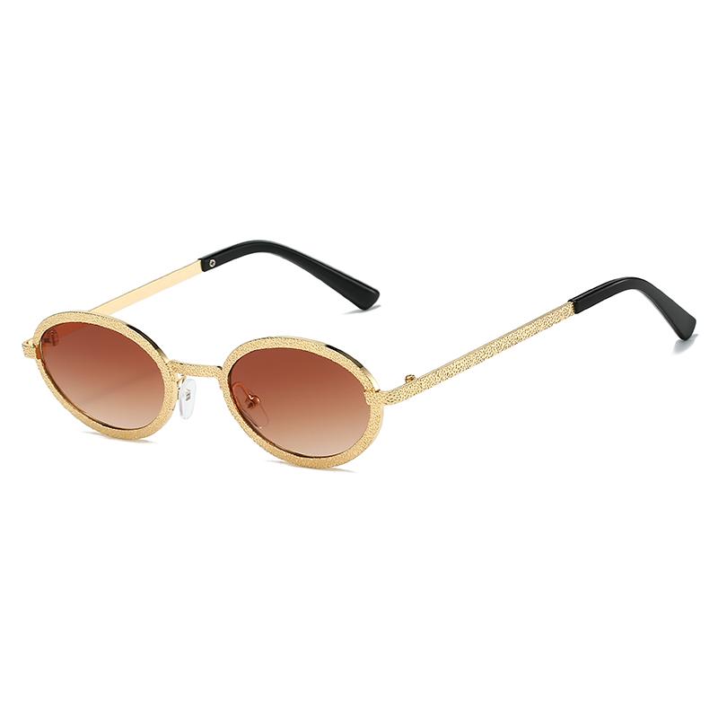 Mode Luxe Ovalen Zonnebril Dames Heren Vintage Merk Zonnebrillen Metalen Frame Buiten Reizen Brillen Dames Oogkleding UV400
