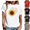 Women's Fashionable Round Neck Casual Retro Print Short Sleeved T-shirt Top
