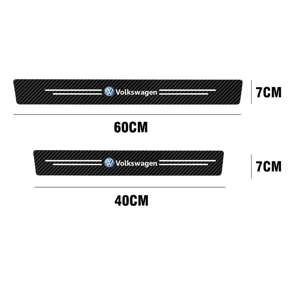 4pcs Leather Car Door Sill Carbon Fiber Sticker Protection Decoration Accessorie For Volkswagen VW RLINE Golf Polo Tiguan Passat CWU1