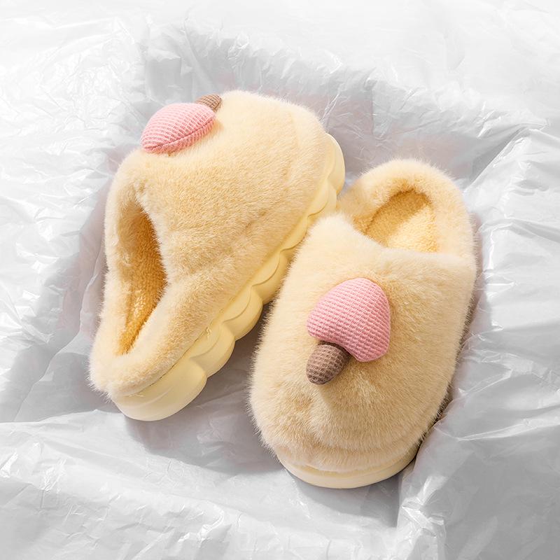 Women's Cotton Non-Slip Cartoon Slippers - Warm Velvet, Thick Sole, Furry Indoor Footwear for Autumn/Winter 2025 Couples