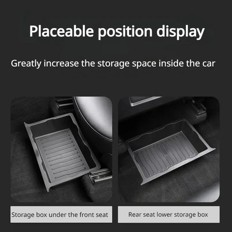 Opbergbox onder de stoel voor Tesla Model Y 2021-2024 Stoelen Lade TPE Verborgen Opberglade Duw-trek Auto-organizer Auto-accessoires
