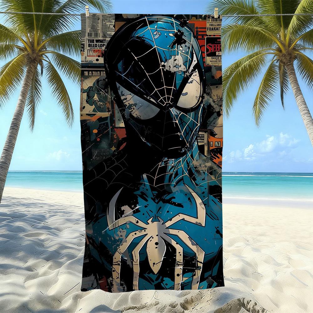 Marvel Spider-Man Cartoon Aufdruck Strandtuch, Meeresufer Schwimmen, Schnelltrocknend, Weich Und Hautfreundlich Urlaubsstrand
