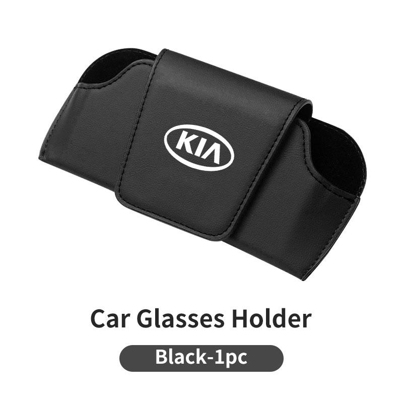 BBDS7 Car Logo Leather Portable Glasses Bag Sunglasses Car Interior Accessories Kia Rio Soul Seltos Forte K5 K3 Niro Sorento Stinger S