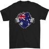 T-shirt de sport déchiré avec le drapeau australien pour homme 100 % coton