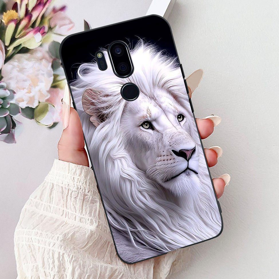 För LG G7 ThinQ Fodral Svart Silikon Söt Katt Mode Blommor Cool Målad Baksida För LG G7ThinQ Telefonfodral LMG710EM