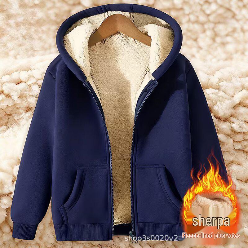 Trendy Men's Lambswool Fleece Hoodie - Versatile, Warm, Loose Fit Casual Winter Jacket