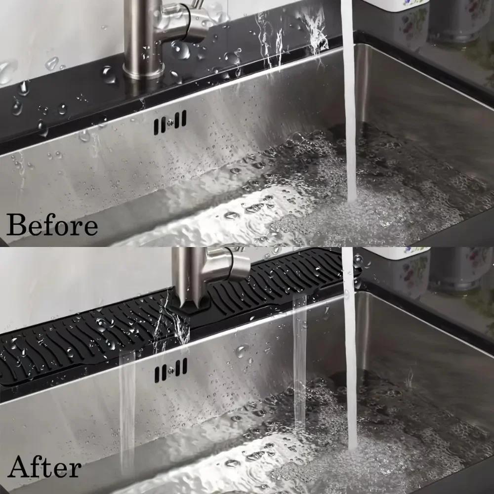 Kitchen Silicone Faucet Mat Sink Water Catcher Mat Bathroom for Tools Large Size Splash Pad Countertop Drain Drying Protector