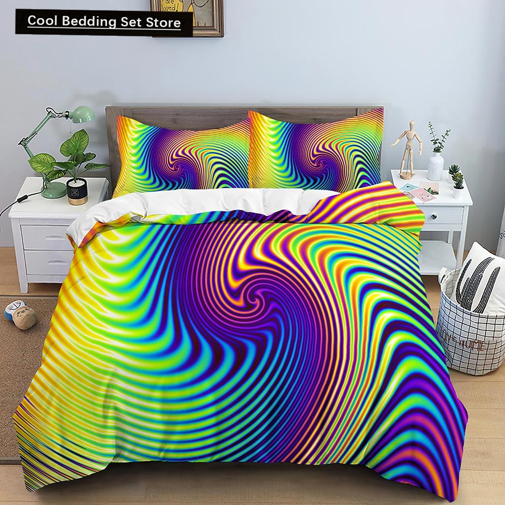 3D Duvet Cover Psychedelic Abstract Double Queen Bedding Set 2/3pcs Quilt Cover King Full Size Blue Polyester Comforter Cover