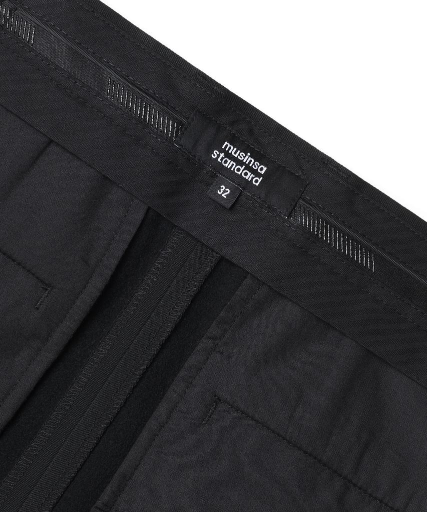 Musinsa Standard Heavyweight Fleece-Lined Tapered Hidden Elastic Waist Length Slacks [Black]