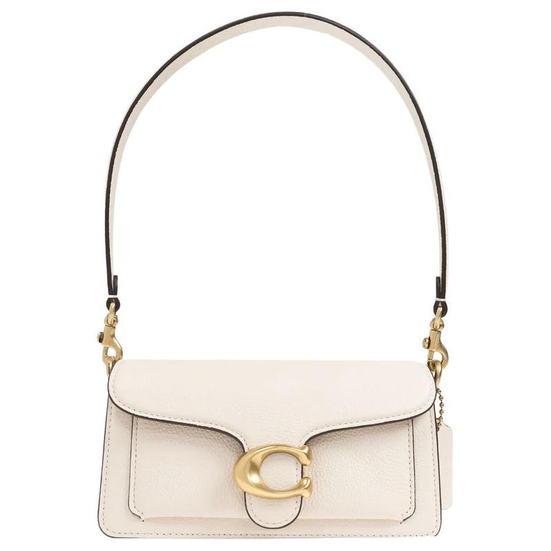 Coach Tabby 20 Logo Snap Fastening Polished Pebbled Leather Handy Crossbody Shoulder Bag Small Women's Chalk