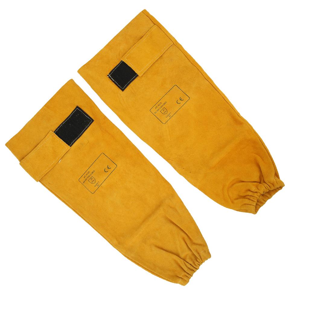 Par Manga de Soldadura Couro Bovino Resistente ao Desgaste Resistente ao Calor Amarelo Dourado para Operação Mecânica