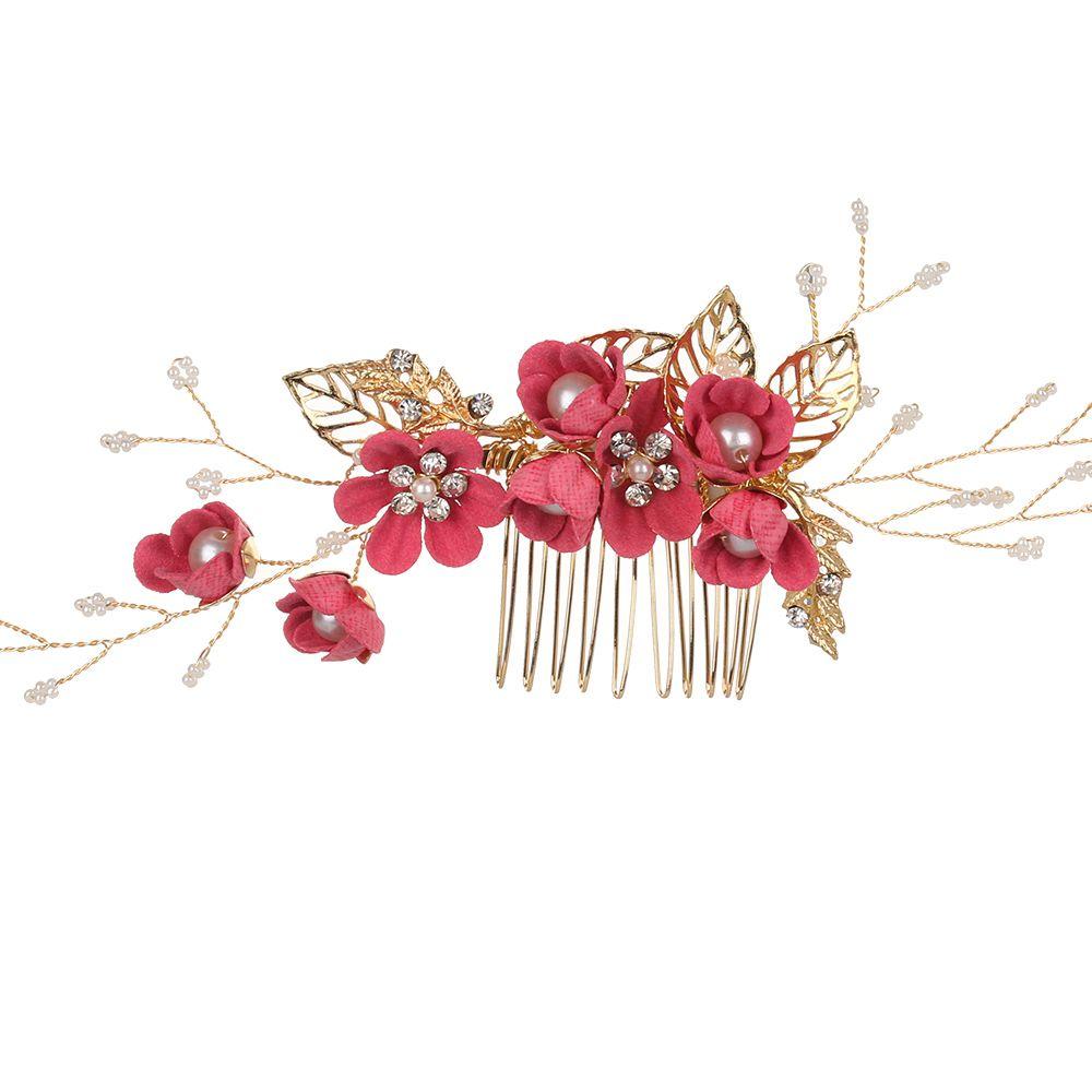 Fashion Crystal Crown Bridesmaid Hair Jewelry Flower Hair Pin Leaves Tiara Hair Combs Bridal Clips