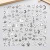 100-Piece Antique Silver Cat Butterfly Moon Charm Set for DIY Bracelets & Necklaces
