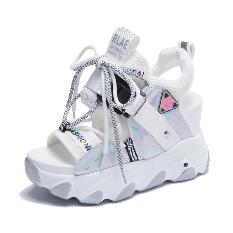 Platform Gladiator Sandals Lace Up White Sandals Women High Heels Wedges Casual Sports Shoes Woman Spring Summer Ladies Shoes