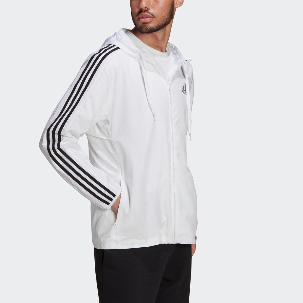 adidas Bunda do vetra s kapucňou 3-Stripes Pánske vrchné oblečenie Biela H14625