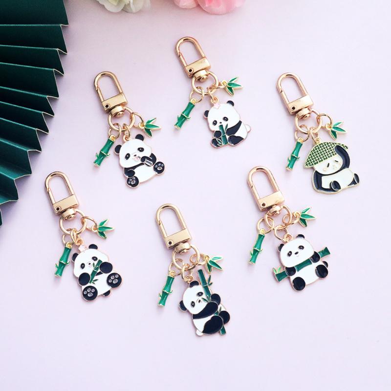 New Cute Panda Metal Keychain Cartoon Style Adorable Key Chain Pendant For Men And Women Bag Charm