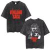 Vinland Saga Thorfinn Manga Grafisk T-shirt Vintage Vasket Viking Anime Unisex Oversized Rund Hals Bomuld Kortærmet T-shirt Toppe