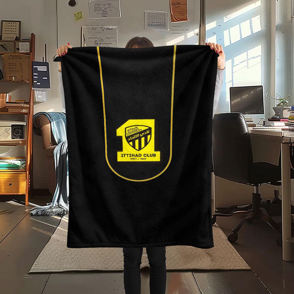 1PC Al-Ittihad FC Patterned Flannel Blanket Suitable For All Seasons for Home Decor Warmth and Comfort Gifts Holiday Present