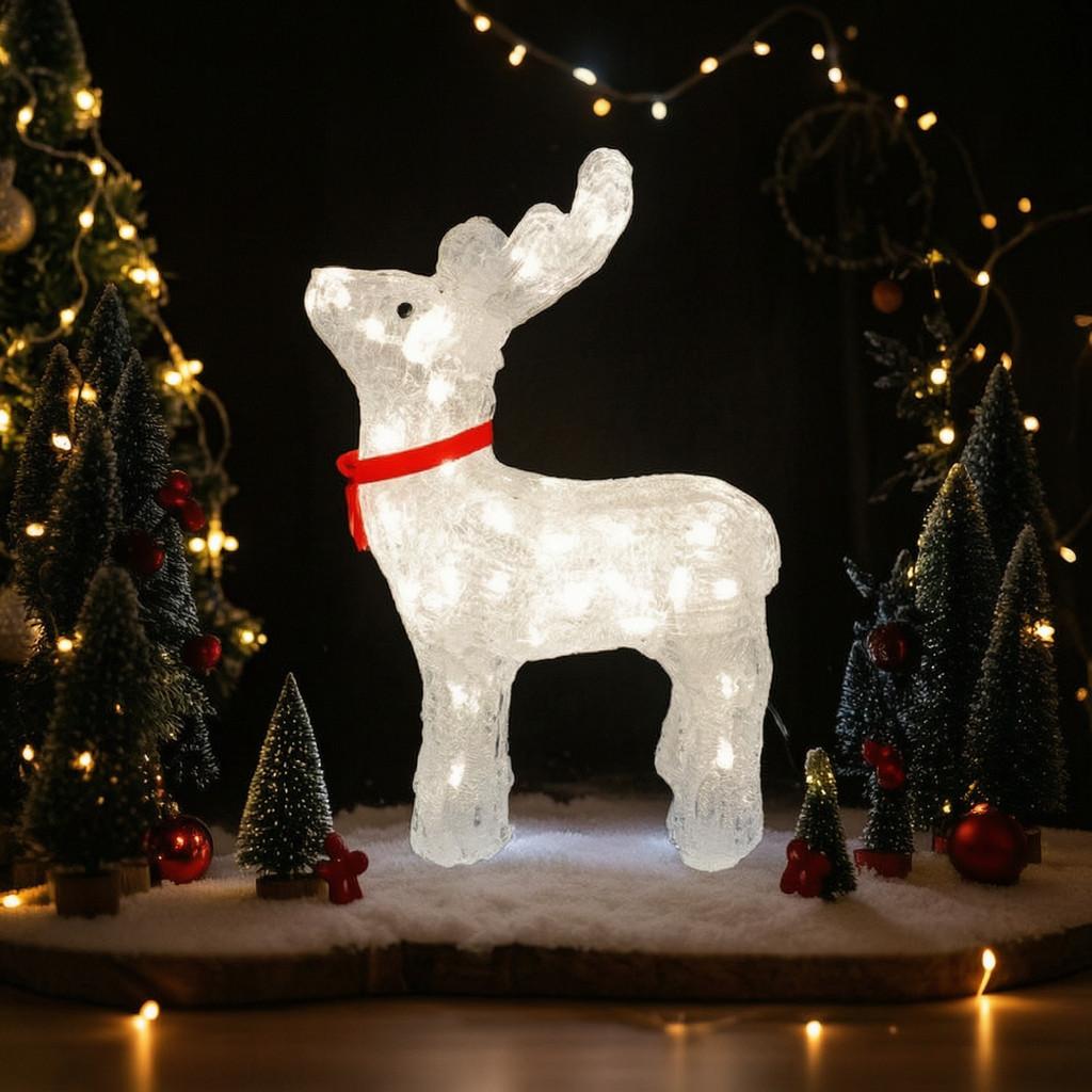 Reindeer Christmas Ornament Acrylic Sculpture With Waterproof Ip44 For Festive Decorations And Outdoor Use